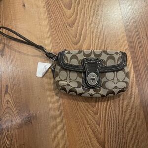 Coach Signature Wristlet in Brown